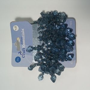 Y2K Beaded Fringe Blue Teardrops Stars Ribbon Trim JoAnn 752-3509 871268007601